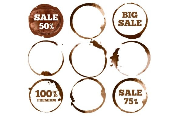 Coffee Stain Labels: Icons for Authentic Blog Graphics