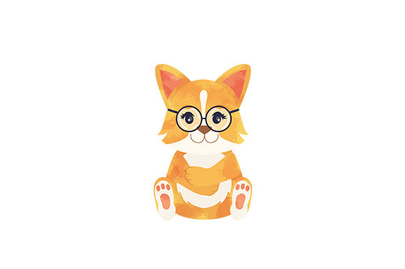 Corgi Wearing Glasses Watercolor: Cute Animals for Crafts