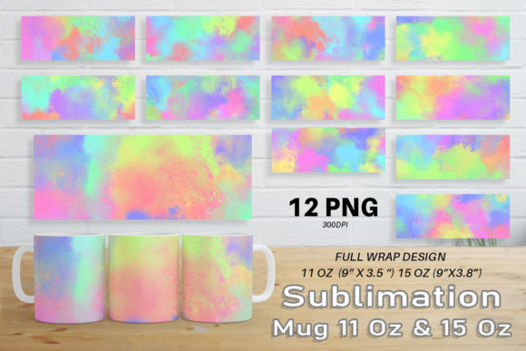 Mug Wrap Sublimation Watercolor Rainbow for Crafts