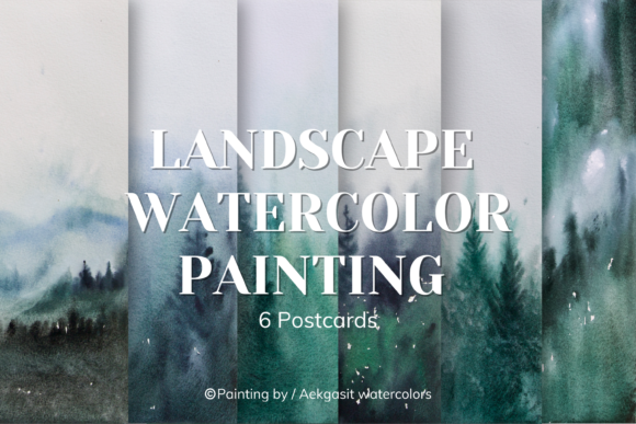 Pine Forest Watercolor Backgrounds for Branding