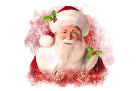 Santa Watercolour with Holly Print Templates Review