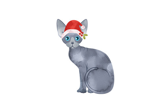 Sphynx Christmas Cat Watercolor: A Festive Animals Asset