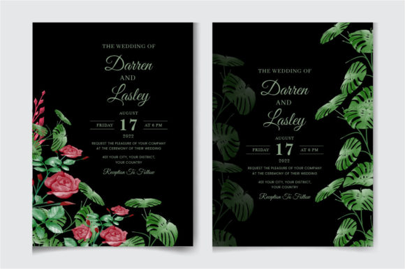 Watercolor Invitation Card Template for Print Templates