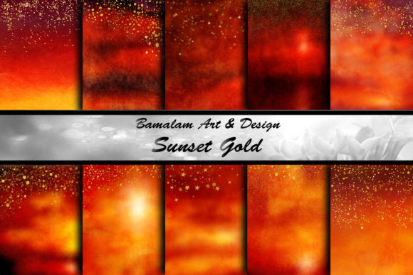 Watercolour Sunset and Gold Papers: Premium Backgrounds
