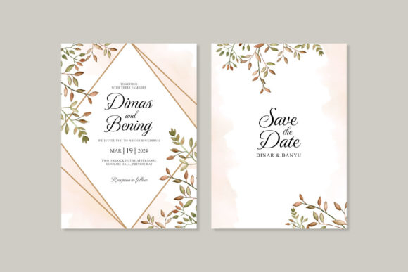 Wedding Invitation Watercolor Foliage: Premium Print Templates